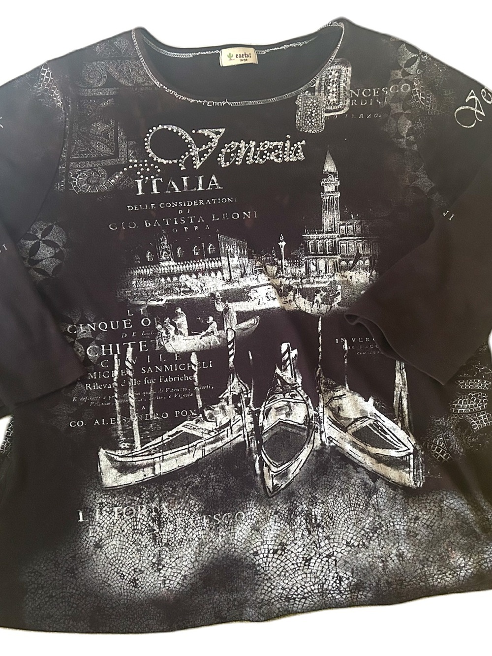 Cactus Black Long-Sleeve Venice Graphic Tee